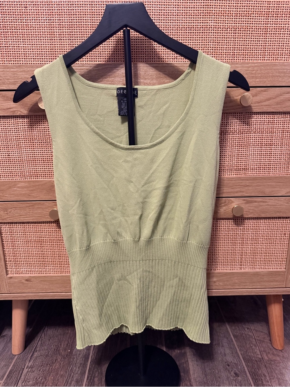 George Light Sage Green Ribbed-Waist Sleeveless Tank